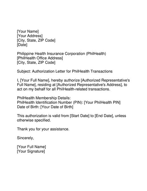 philhealth authorization letter|PhilHealth Authorization Letter Format and Sample .